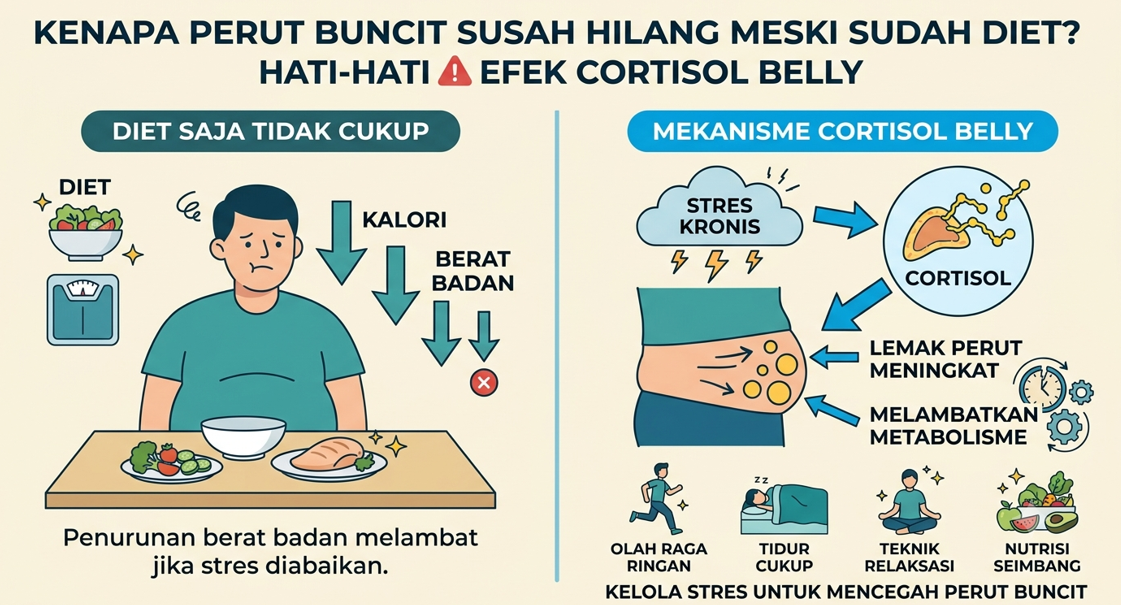 Kenapa Perut Buncit Susah Hilang Meski Sudah Diet? Hati-hati Efek Cortisol Belly